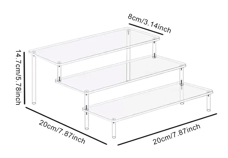 1-3 Tier Acrylic Display Storage Shelf, Display Rack