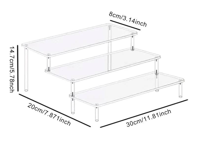 1-3 Tier Acrylic Display Storage Shelf, Display Rack
